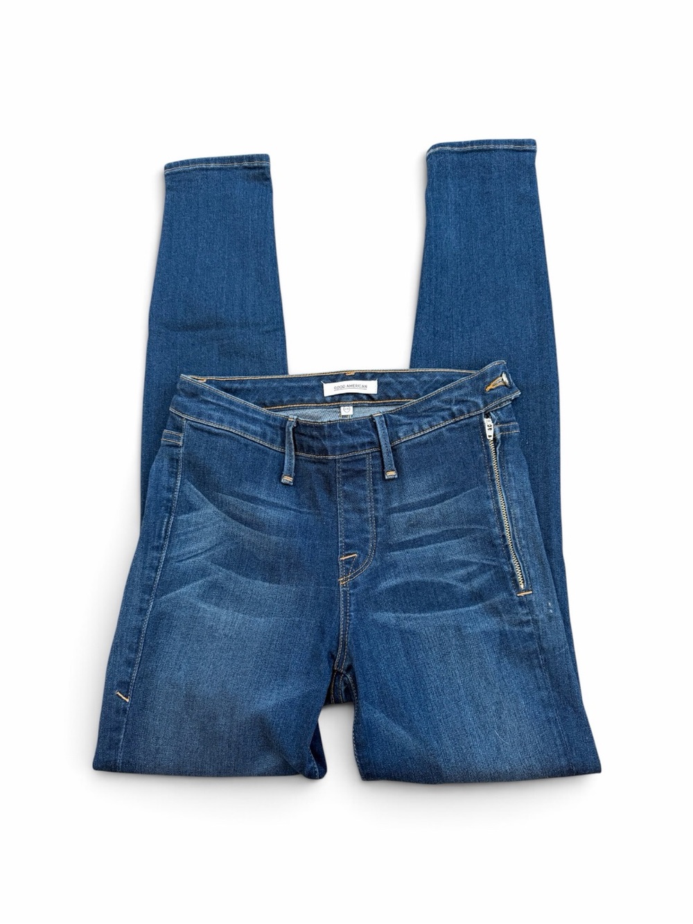 Good American Dark Blue Skinny Jeans with Side Zip